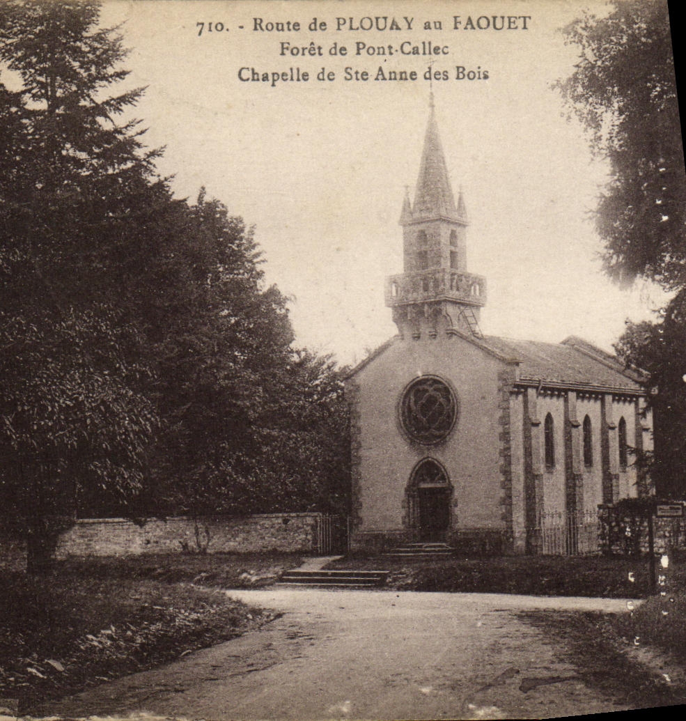 VINTAGE POSTCARD Road of Plouay to Faouet Drill of Bridge Callec Vault of co  Anne of Wood