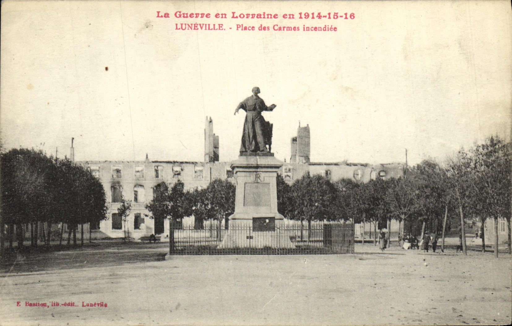 VINTAGE POSTCARD Luneville Places Carmelite friars burnt Militaria