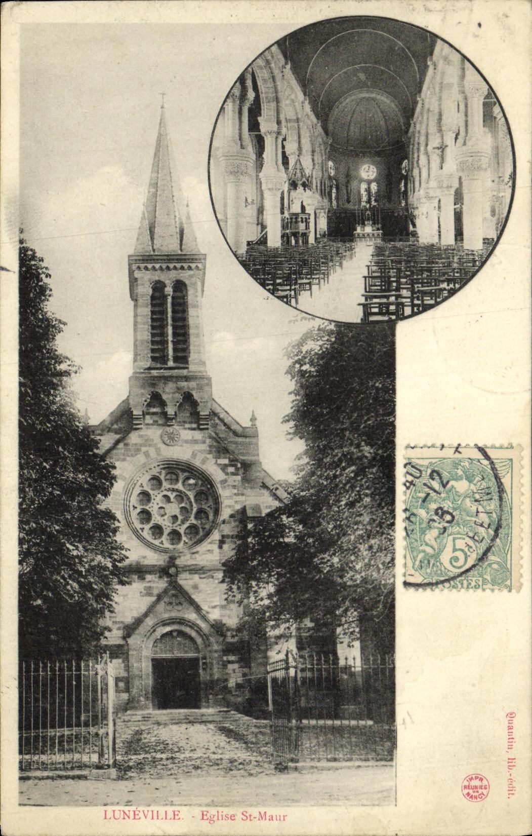 VINTAGE POSTCARD Luneville Church St Maur