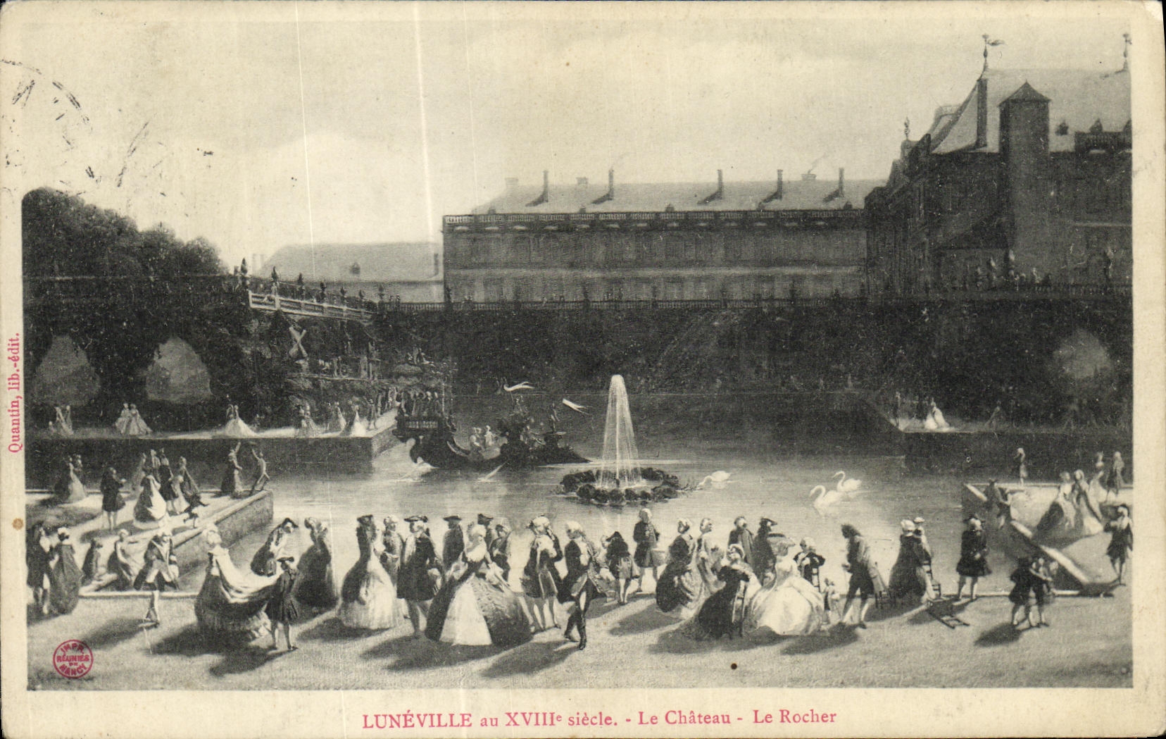 VINTAGE POSTCARD Luneville in XVlll E century the Castle the Rock