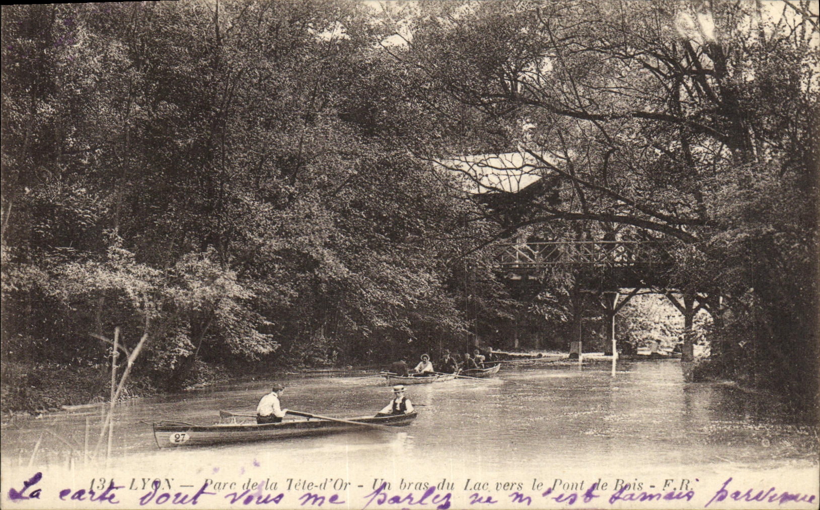 VINTAGE POSTCARD Lyon Park of Tele D But an arm of the Lake towards the Wood Bridge