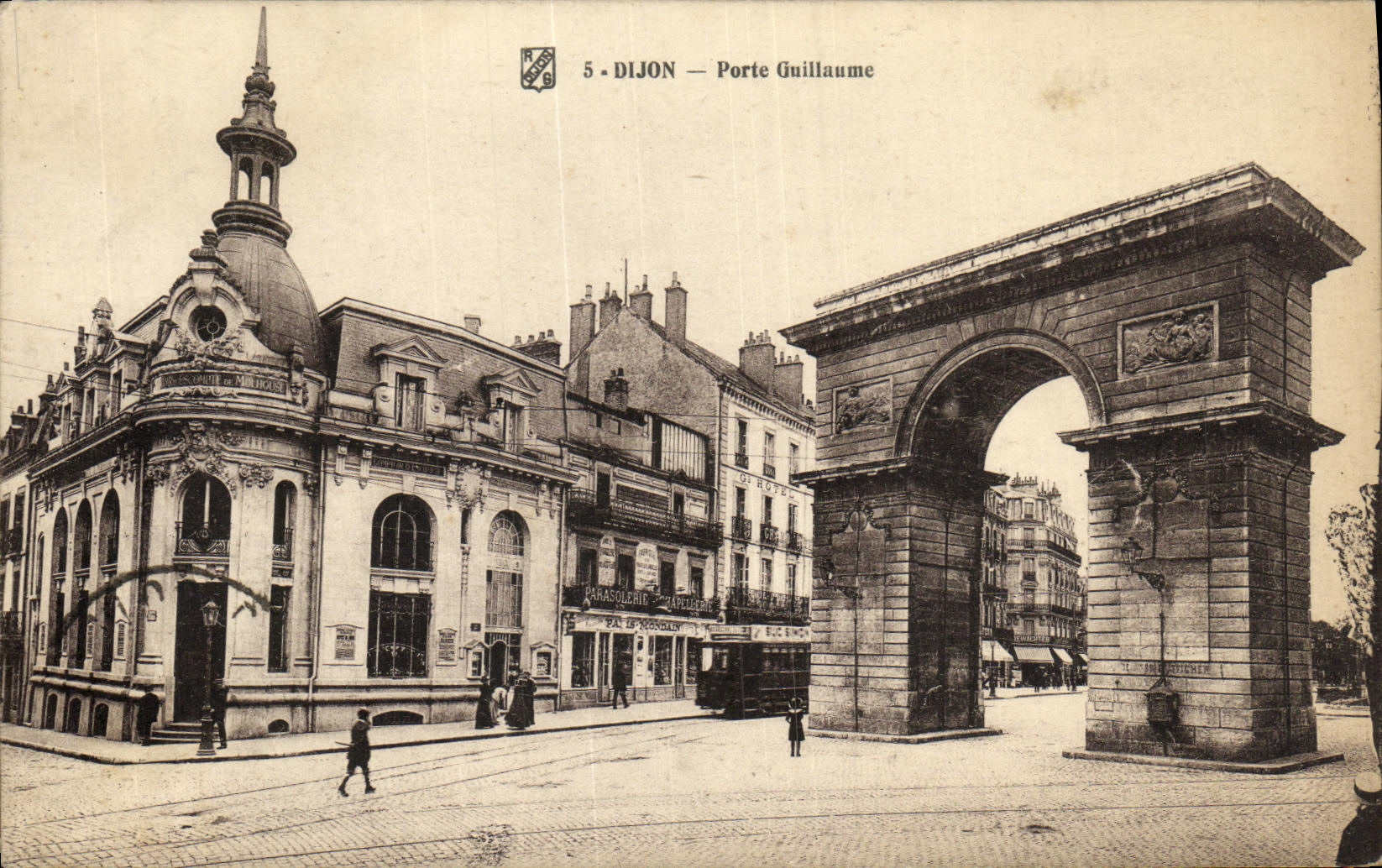 VINTAGE POSTCARD Dijon Carries Guillaume Tramway