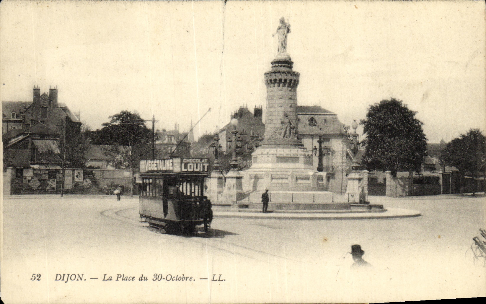 VINTAGE POSTCARD Dijon the Place of October 30th Tram
