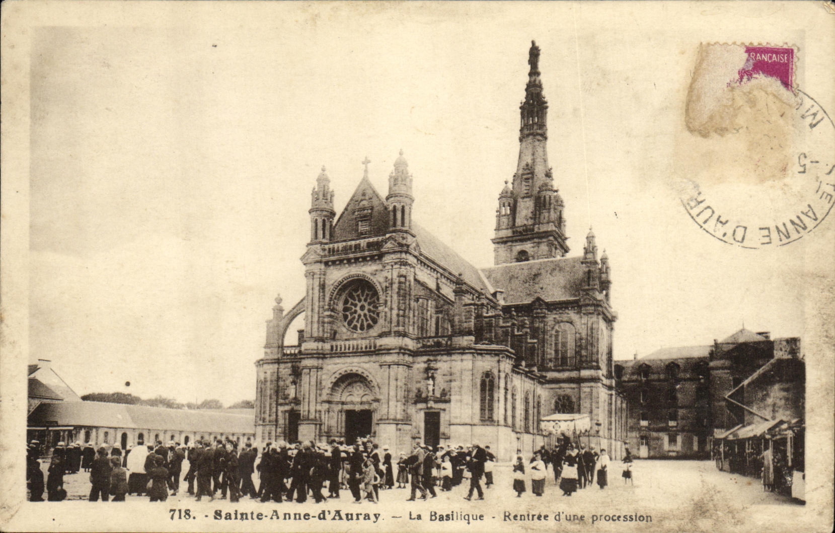 VINTAGE POSTCARD Sainte Anne D Auray the Basilica Sunken D a Procession