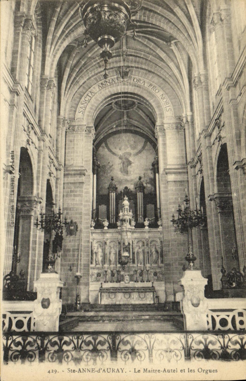 VINTAGE POSTCARD Sainte Anne D Auray the Master Furnace bridge and Organ