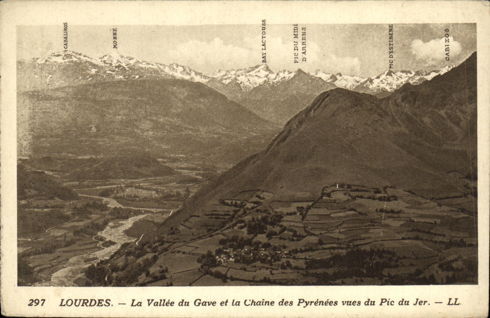 CPA Lourdes La Valle du Gave et la Chaine des Pyrenees Vues du Pic du Jer
