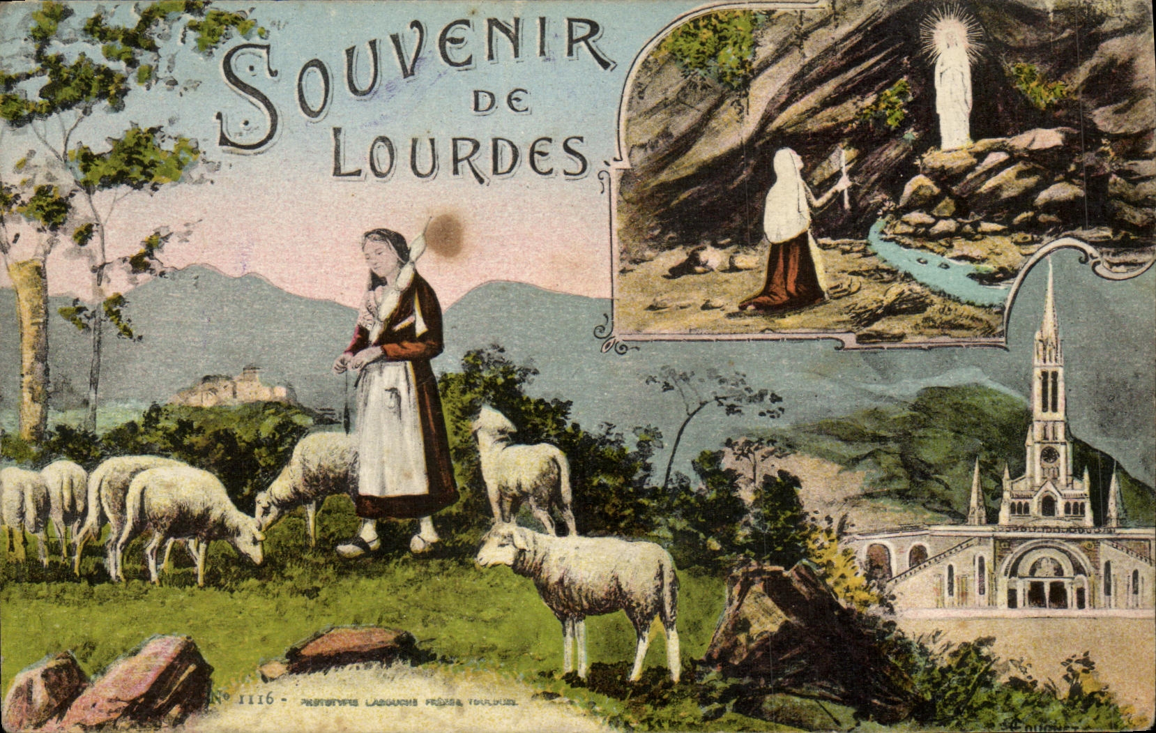 CPA Souvenir de Lourdes Moutons