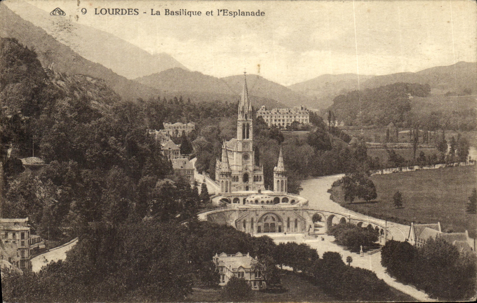 CPA Lourdes La Basilque et l Esplanade