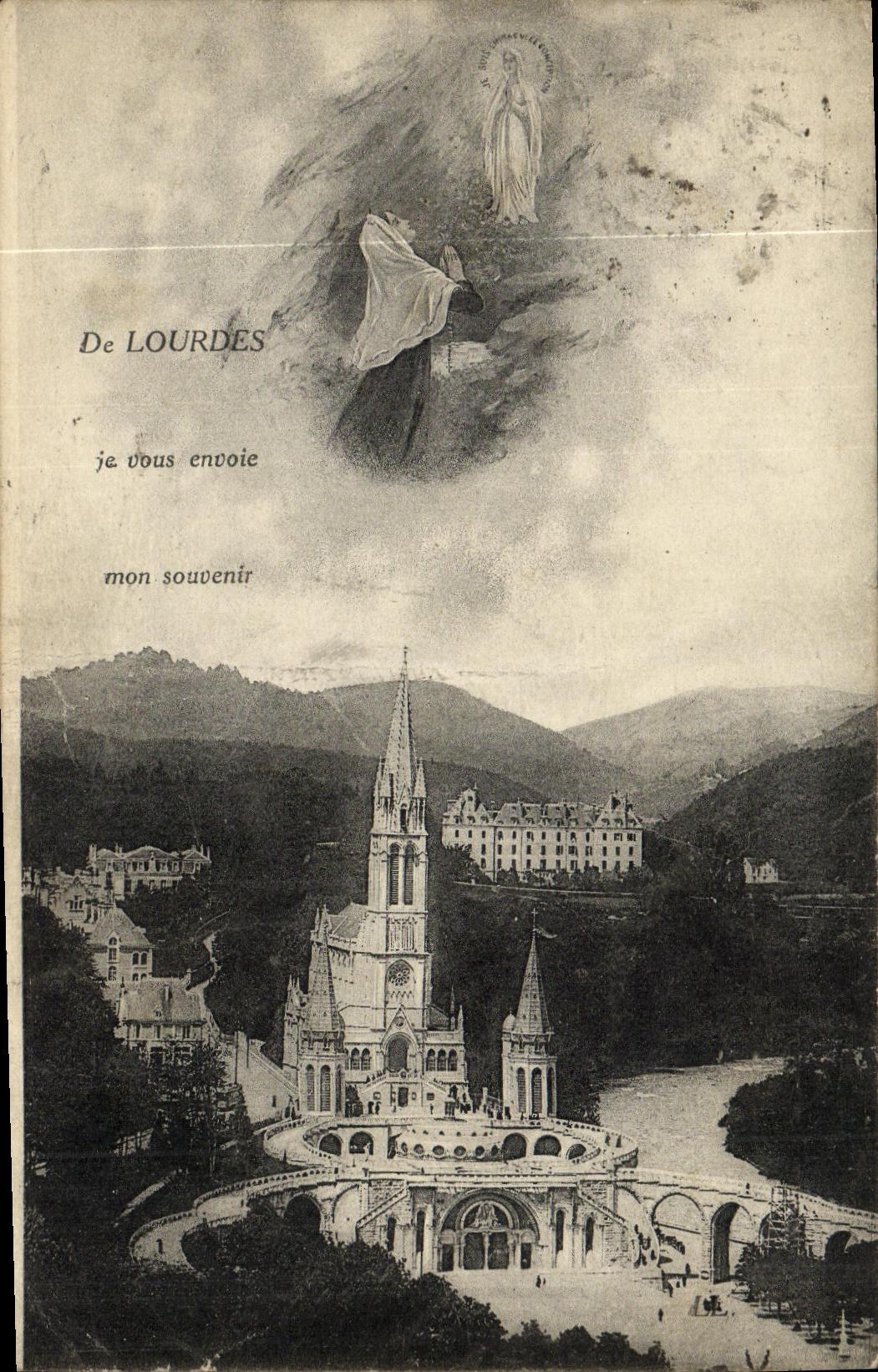 CPA De Lourdes je vous envoie mon souvenir