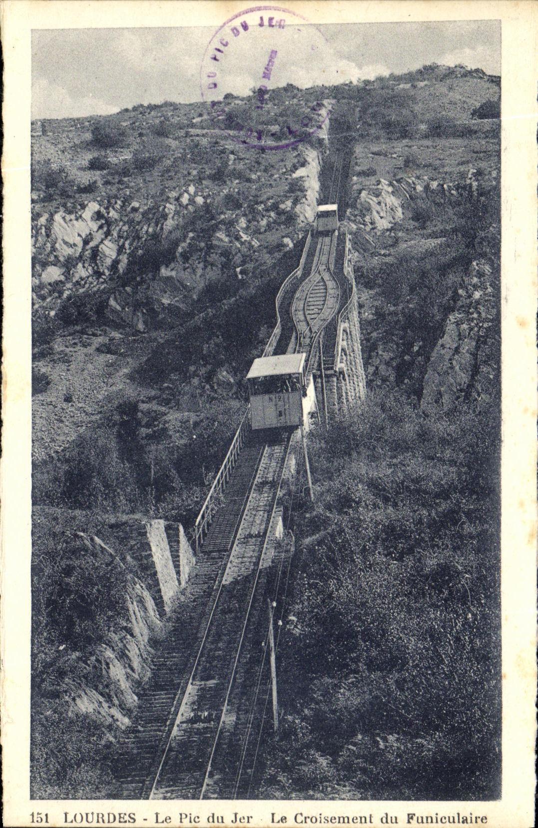 CPA Lourdes Le Pic du Jer Le Croisement du Funiculaire 