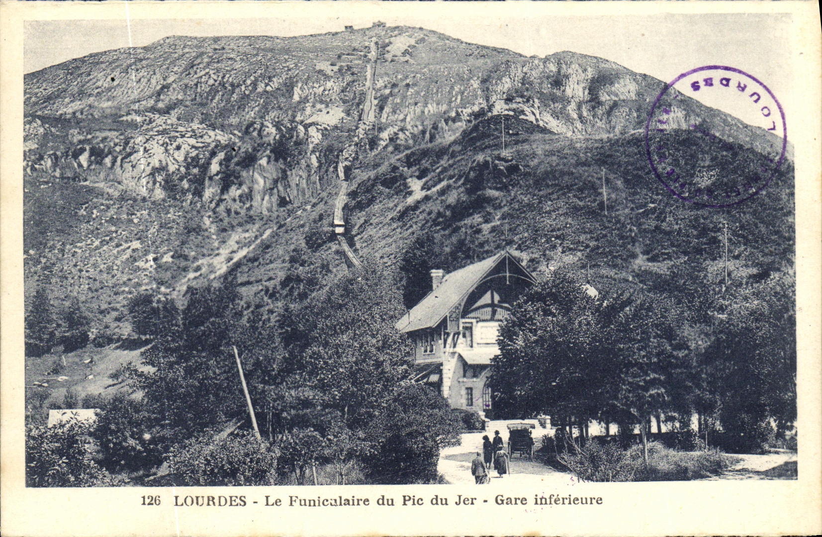 CPA Lourdes Le Funiculaire du Pic du Jer Gare inferieure
