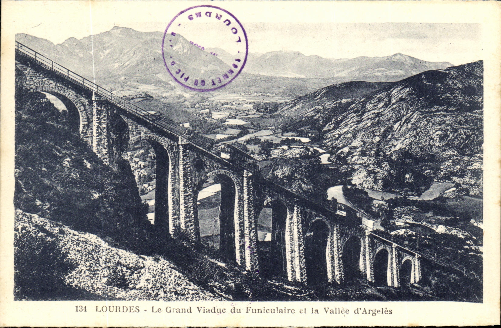 CPA Lourdes Le grand Viaduc du Funiculaire et la Valle d Argeles