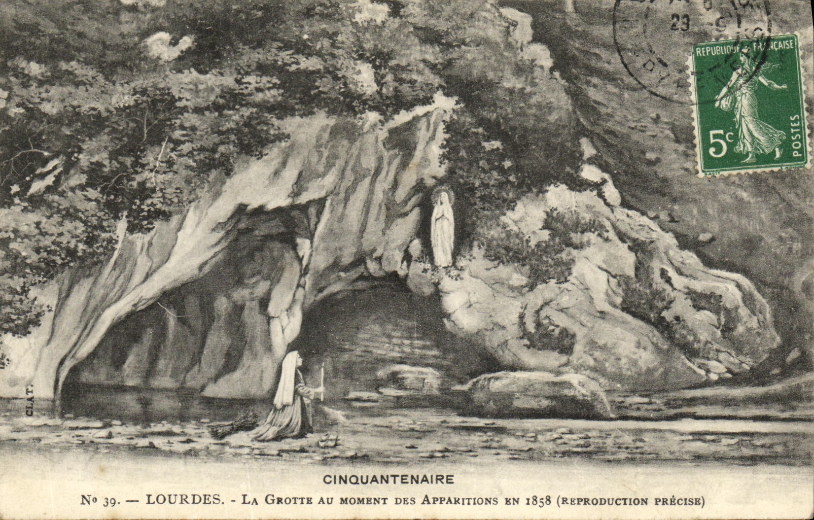 CPA Lourdes La Grotte au Moment des Apparitions en 1858