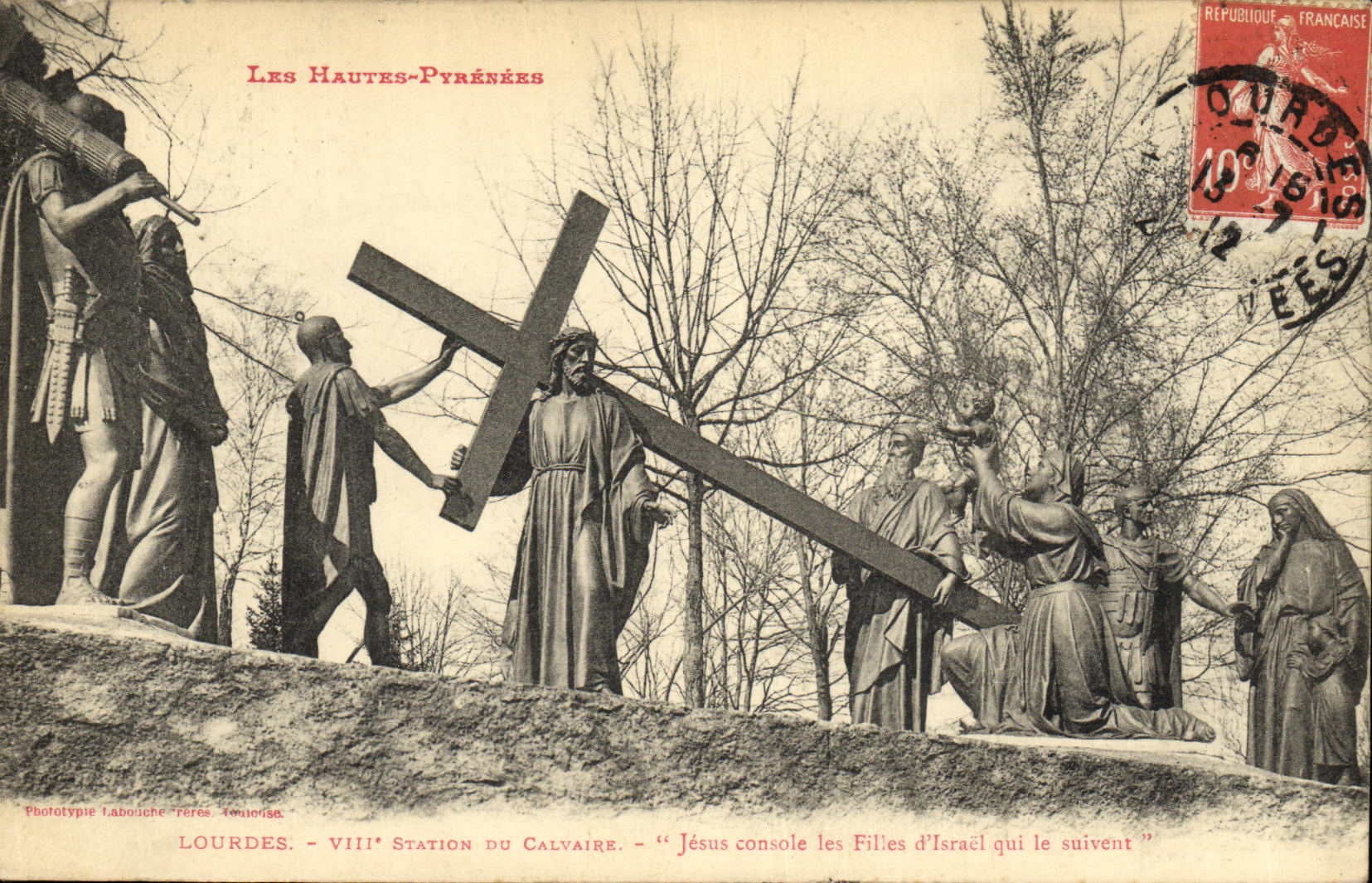 CPA Lourdes 8eme Station Du Calvaire Jesus console les filles d Israel