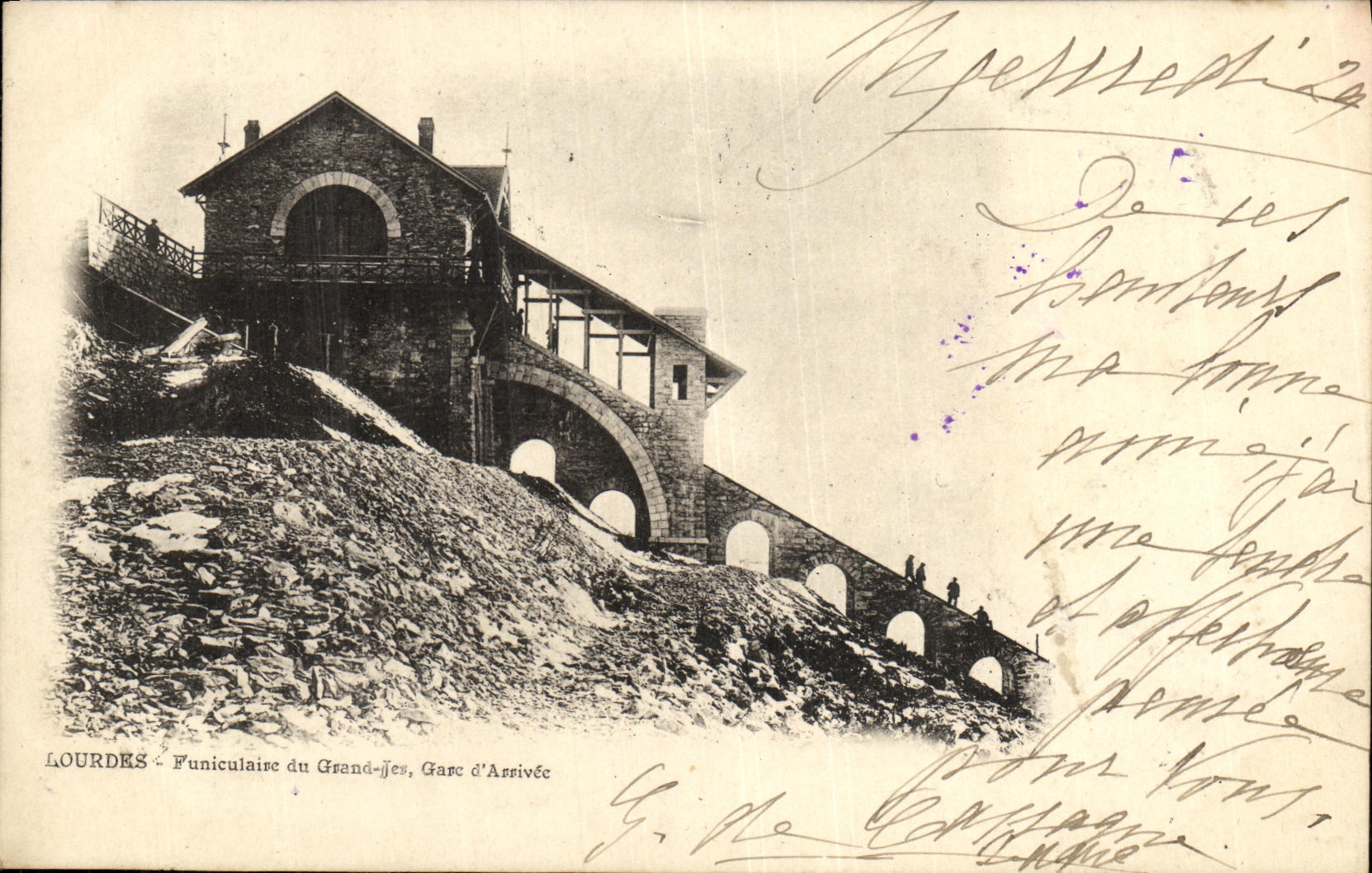 CPA Lourdes Funiculaire du grand Jer Gare d arrivee