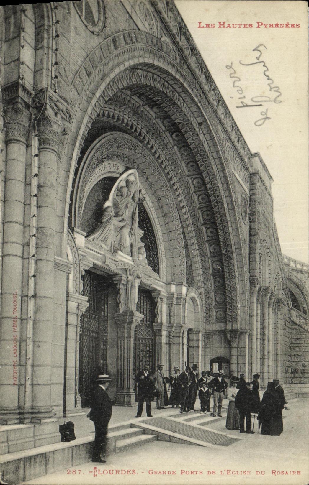 CPA Lourdes Grande porte de l eglise du rosaire 