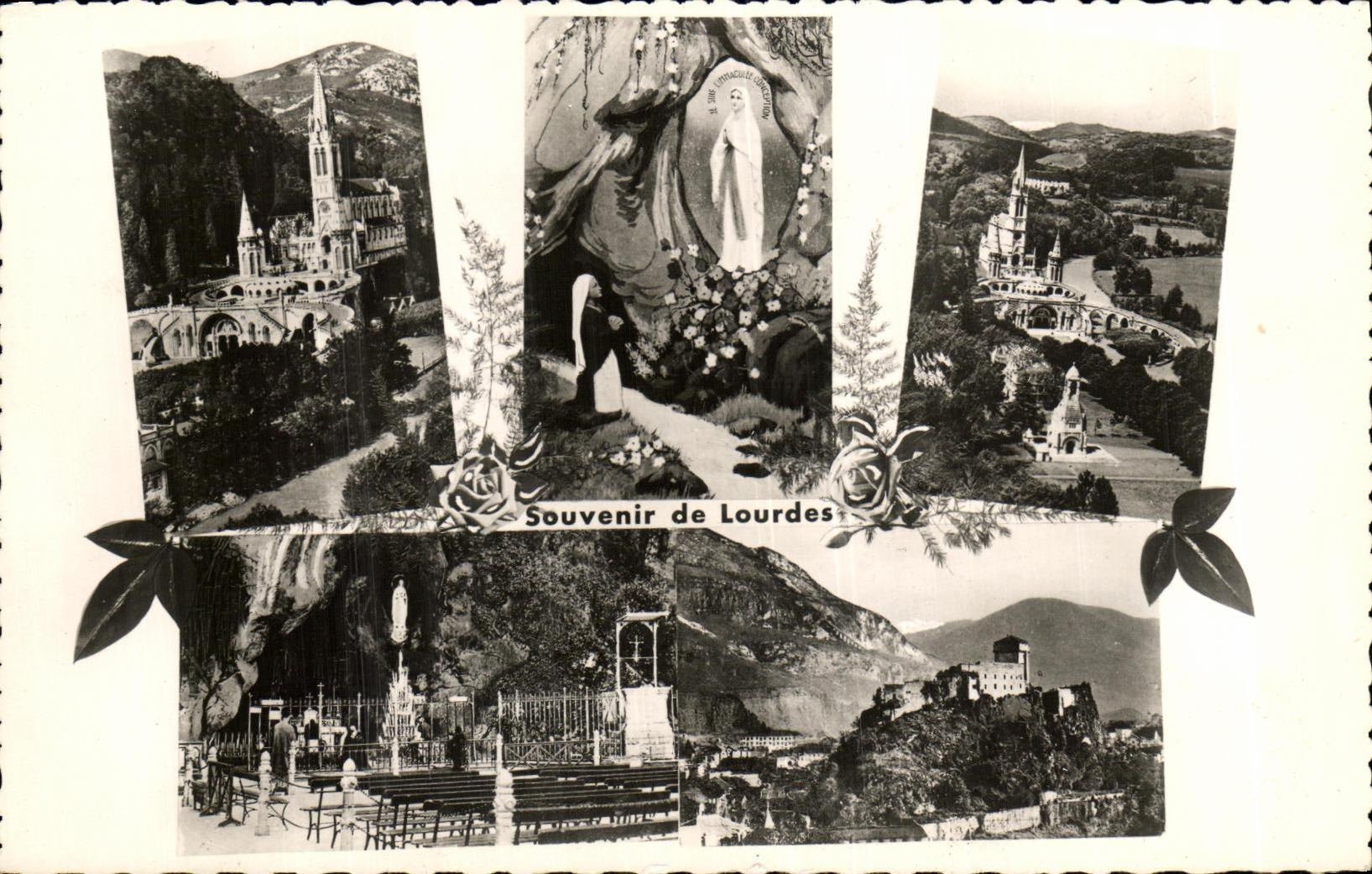 CPA Lourdes La Basilique La Grotte et l Apparition