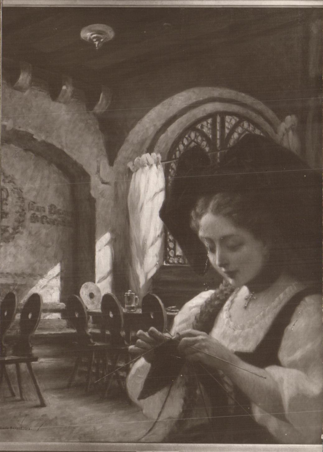 CPA Salon 1910 Louis Beroud Brasserie alsacienne Femme Alsace Lorraine