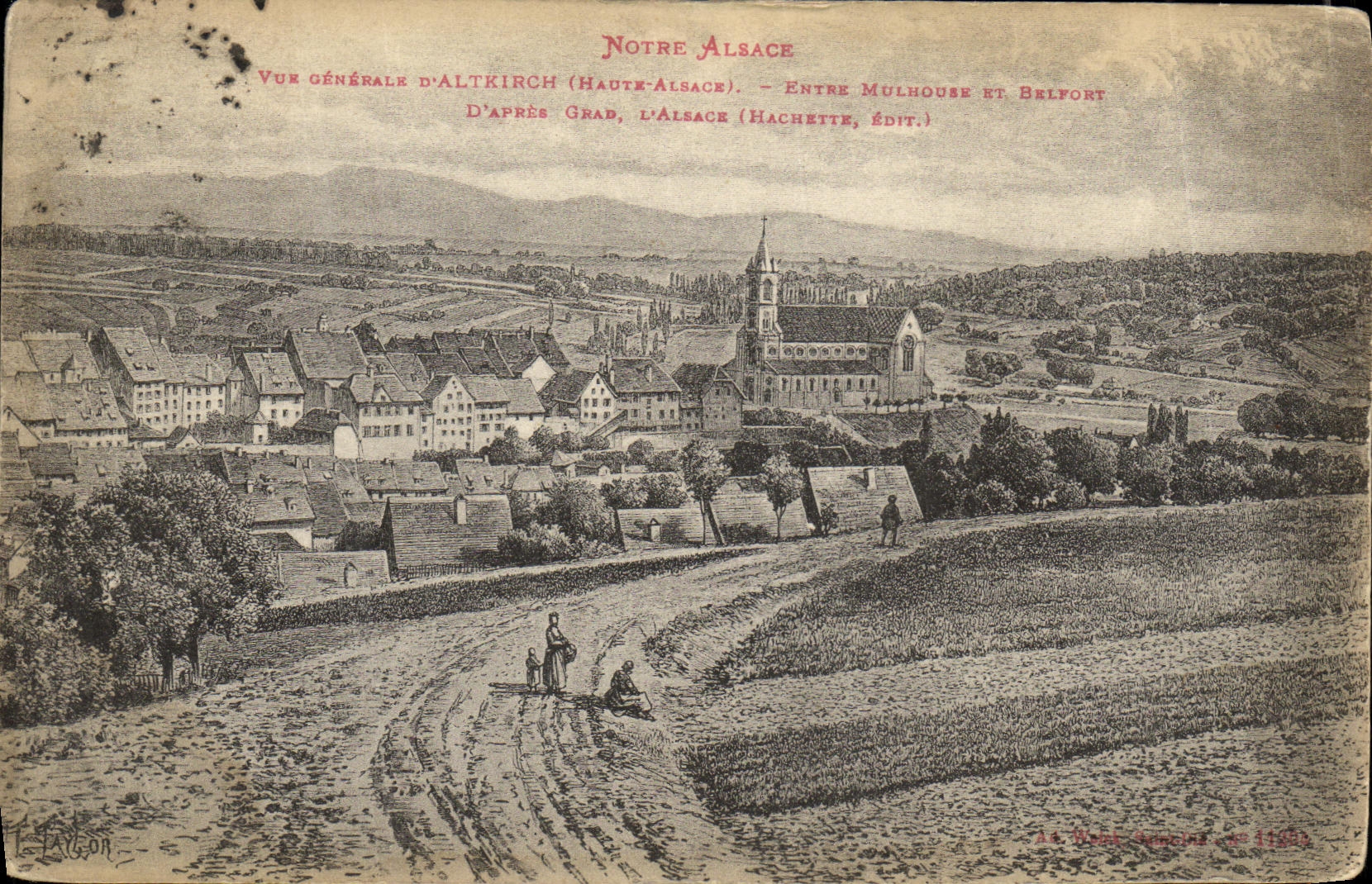 VINTAGE POSTCARD View D Altkirch Between Mulhouse and Belfort