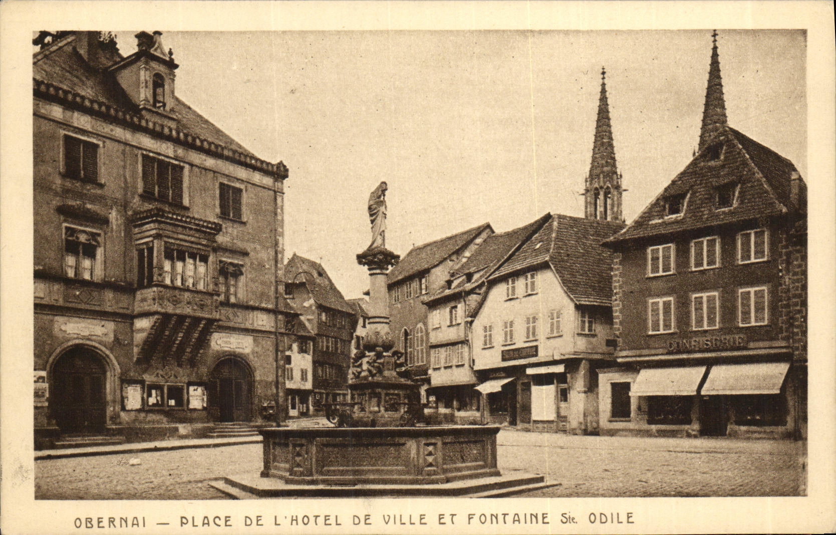 VINTAGE POSTCARD Obernai Places L Town hall And Fountain