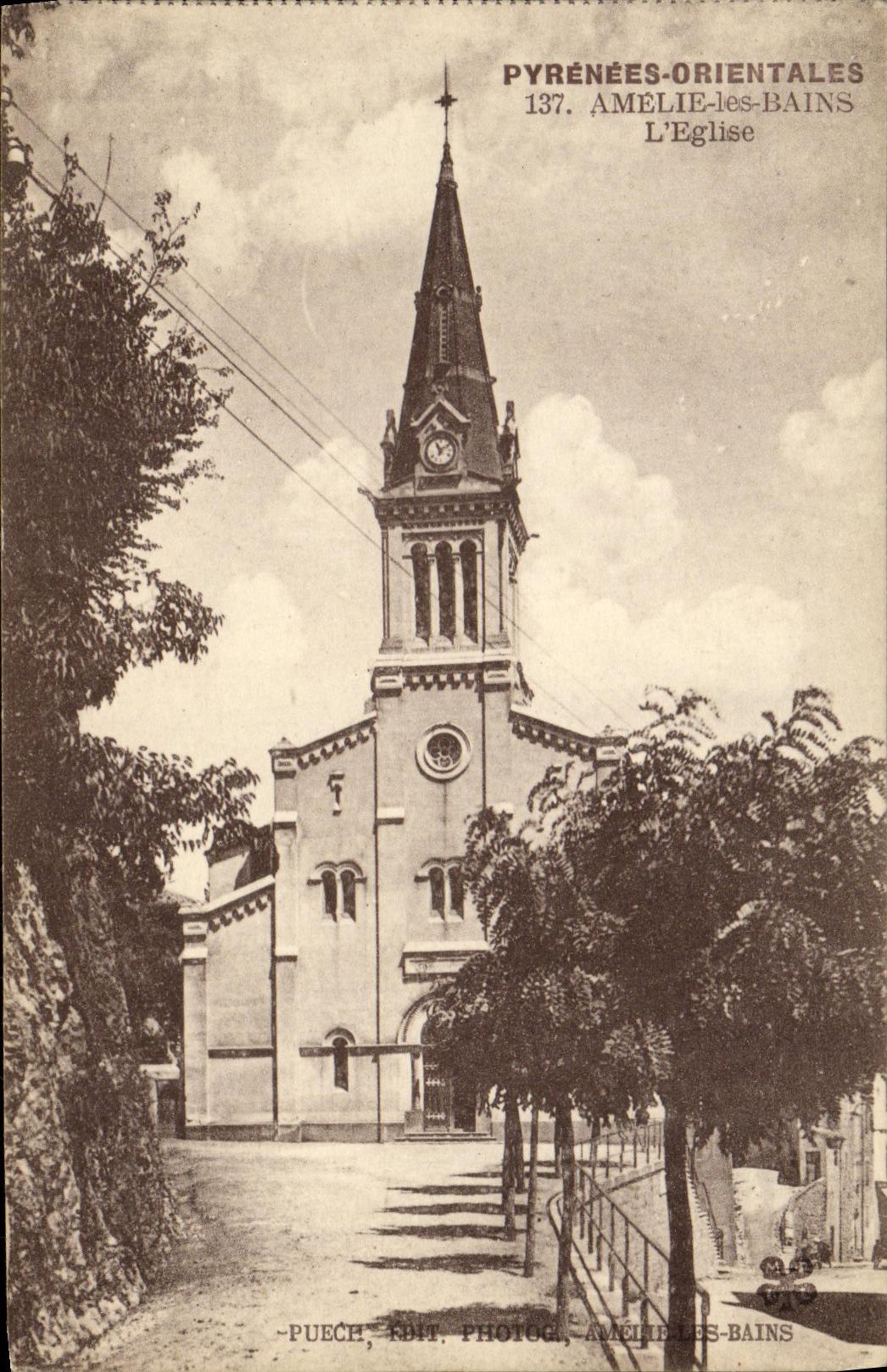 CPA Amelie Les Bains L Eglise