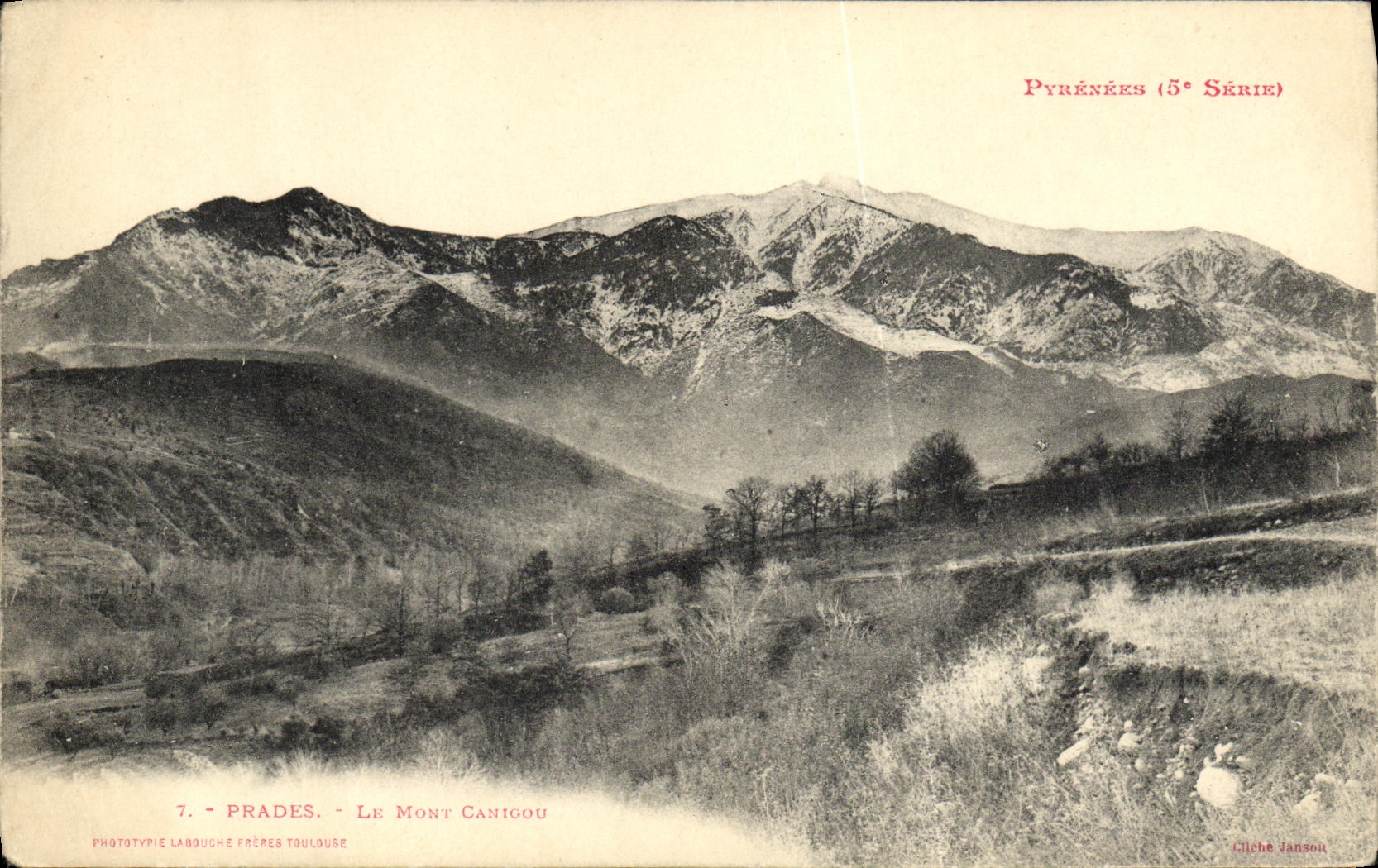 VINTAGE POSTCARD Prades the Canigou Mount