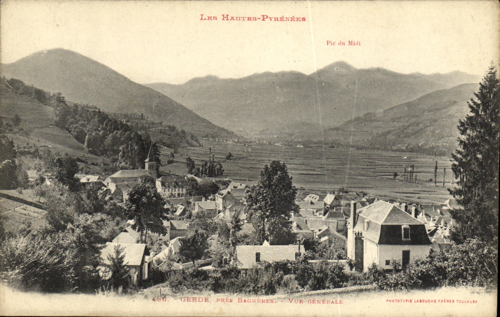 VINTAGE POSTCARD Gerde close Bagneres View