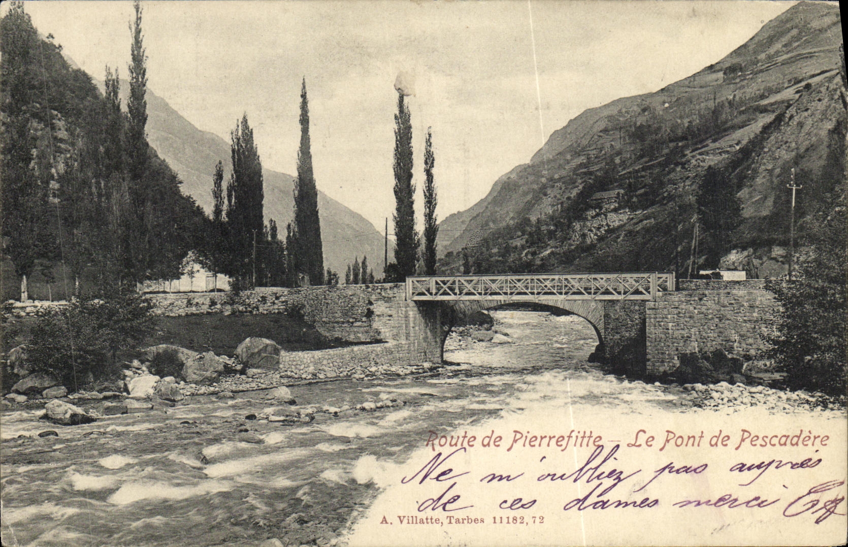 VINTAGE POSTCARD Road of Pierrefitte the Bridge of Pescadere