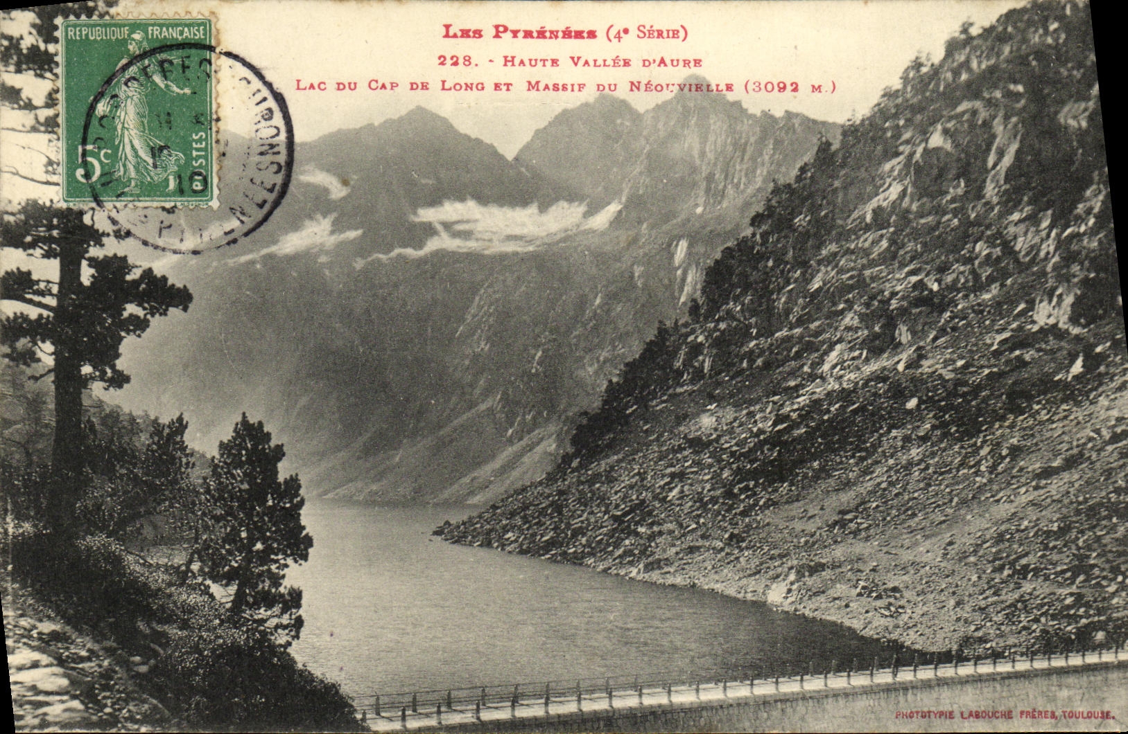 VINTAGE POSTCARD the Pyrenees High Valley D Aure Lake Of the Cape De Long and solid mass of Neouvielle