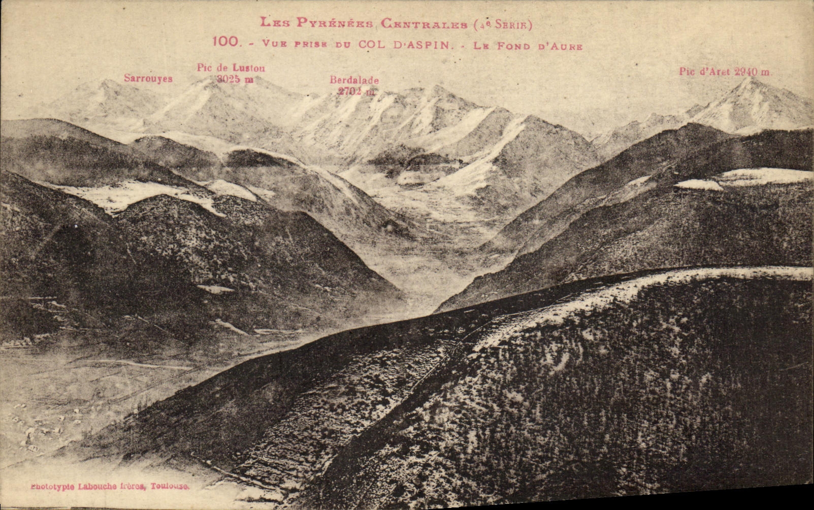 VINTAGE POSTCARD the Pyrenees Collar D Aspin the bottom D Auran