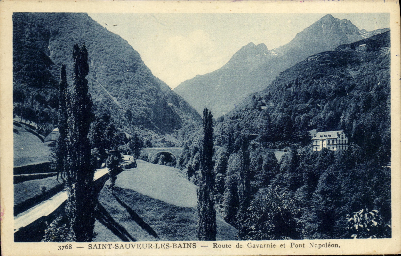 VINTAGE POSTCARD St Saver Les Bains Rotte de Gavarnie and Pont the Napoleon Bridge