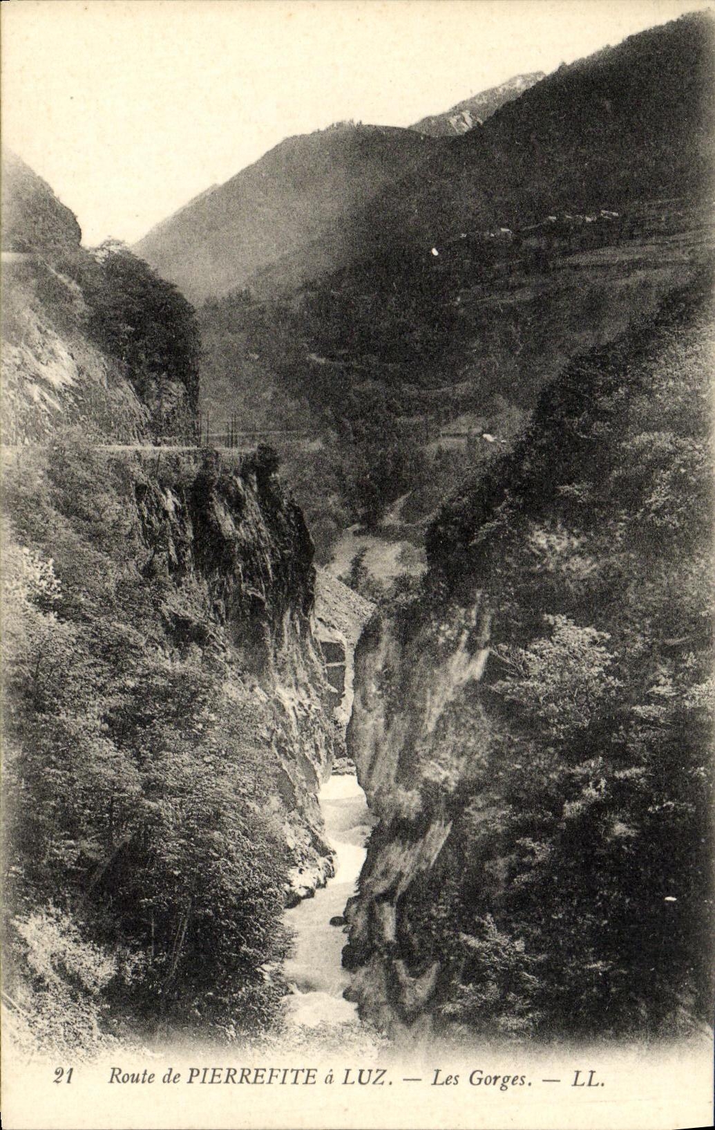 VINTAGE POSTCARD Luz Road of Pierrefite Falls