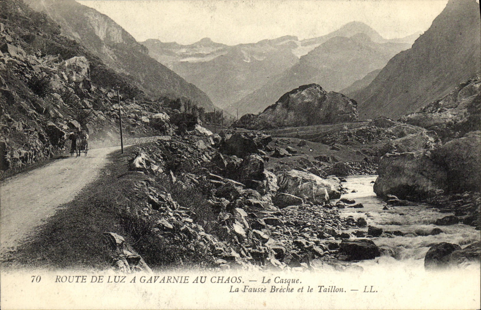 VINTAGE POSTCARD Route De Luz has Gavarnie With Chaos the Helmet distorts It breach and Taillon