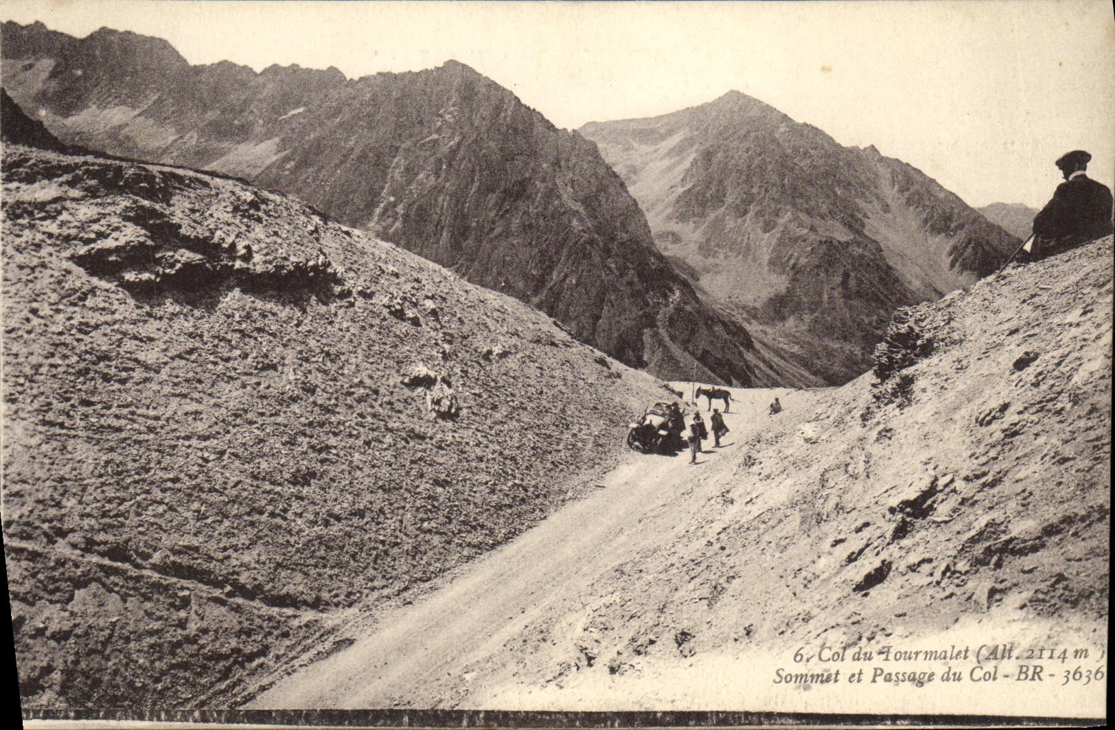 VINTAGE POSTCARD Collar of Tourmalet Summit and passage of the collar