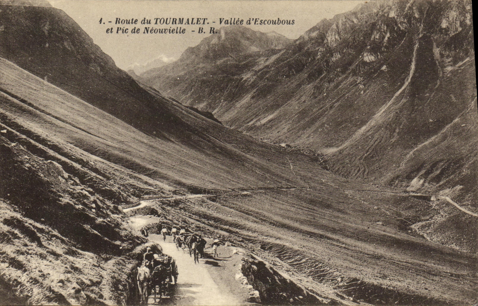 VINTAGE POSTCARD Road of Tourmalet and Pic of Neouvielle