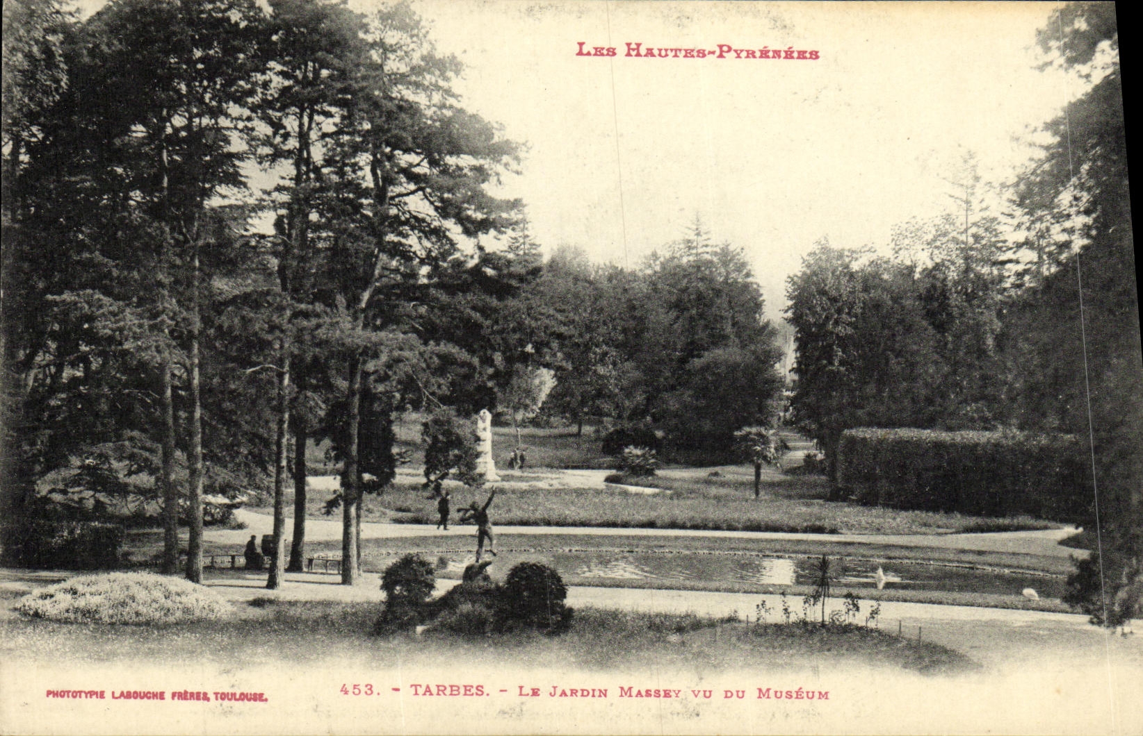 VINTAGE POSTCARD Tarbes the Massey Garden seen of the Museum