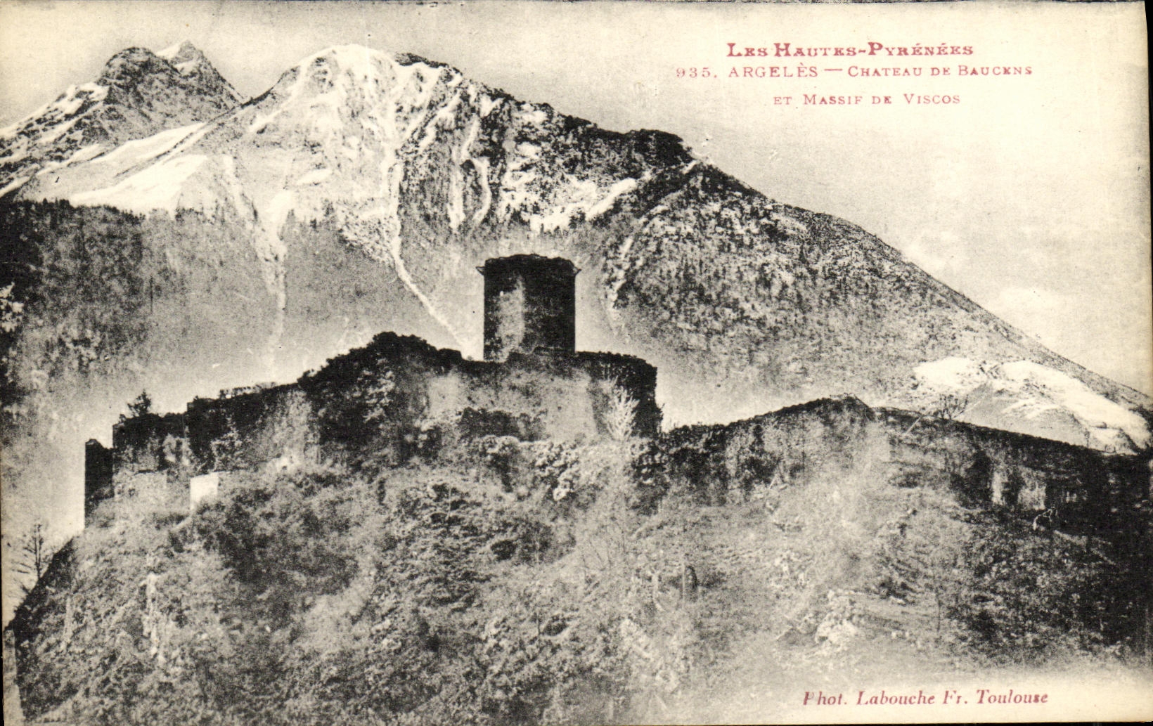CPA Argeles Chateau de Baucens et Massif de Viscos