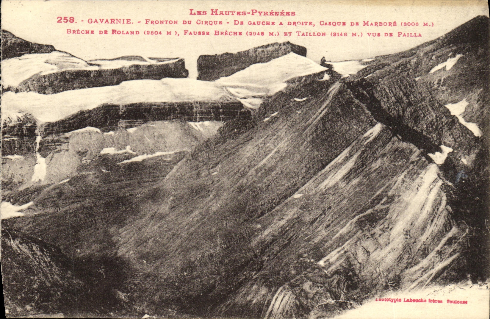 CPA Gavarnie Fronton Du Cirque Casque de Marbore Breche de Roland Fausse breche et Taillon vus de Pailla