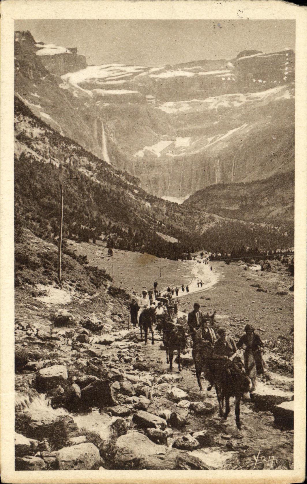 CPA Gavarnie Retour Du Cirque Anes Mules