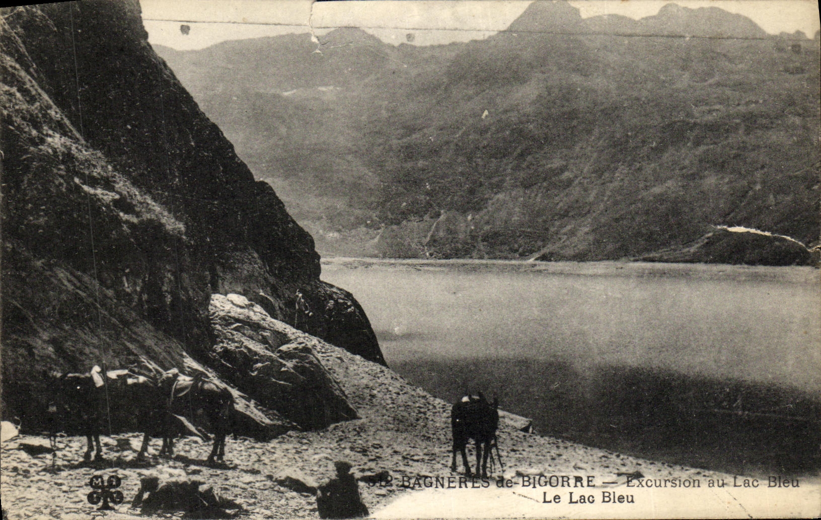 VINTAGE POSTCARD Bagneres de Bigorre Excursions with the Blue lake the blue Lake