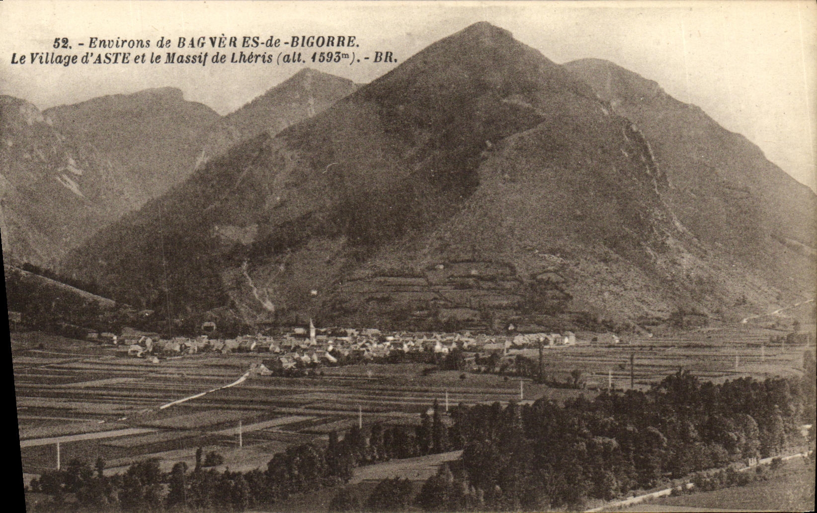 VINTAGE POSTCARD Surroundings of Bagneres de Bigorre the Village D Aste and Solid mass of Lheris