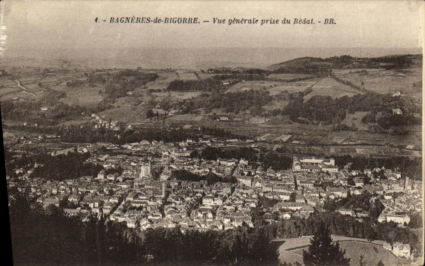 VINTAGE POSTCARD Bagneres de Bigorre View taken of Bedat