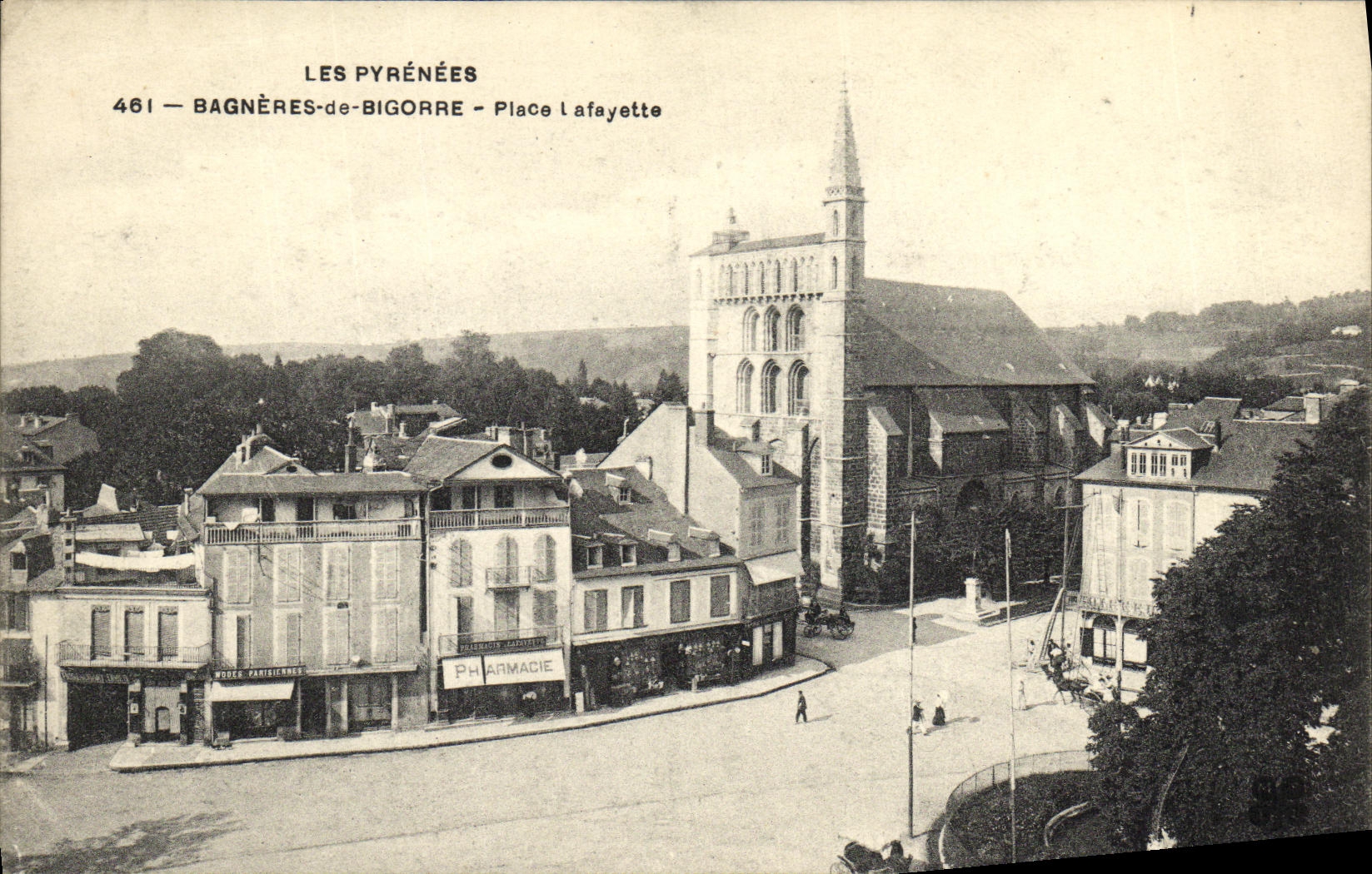 VINTAGE POSTCARD Bagneres de Bigorre Places Lafayette
