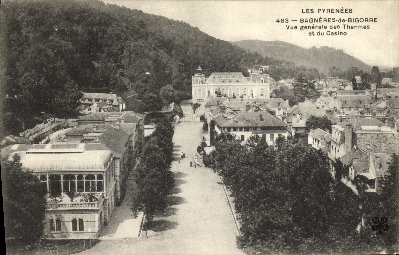 VINTAGE POSTCARD Bagneres de Bigorre View of the Thermal baths and the Casino