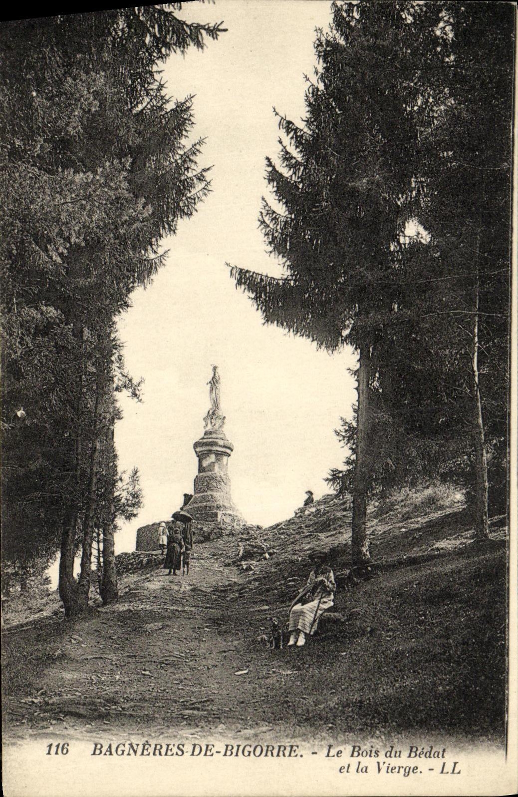 VINTAGE POSTCARD Bagneres de Bigorre the Wood of Vedat and the Virgin