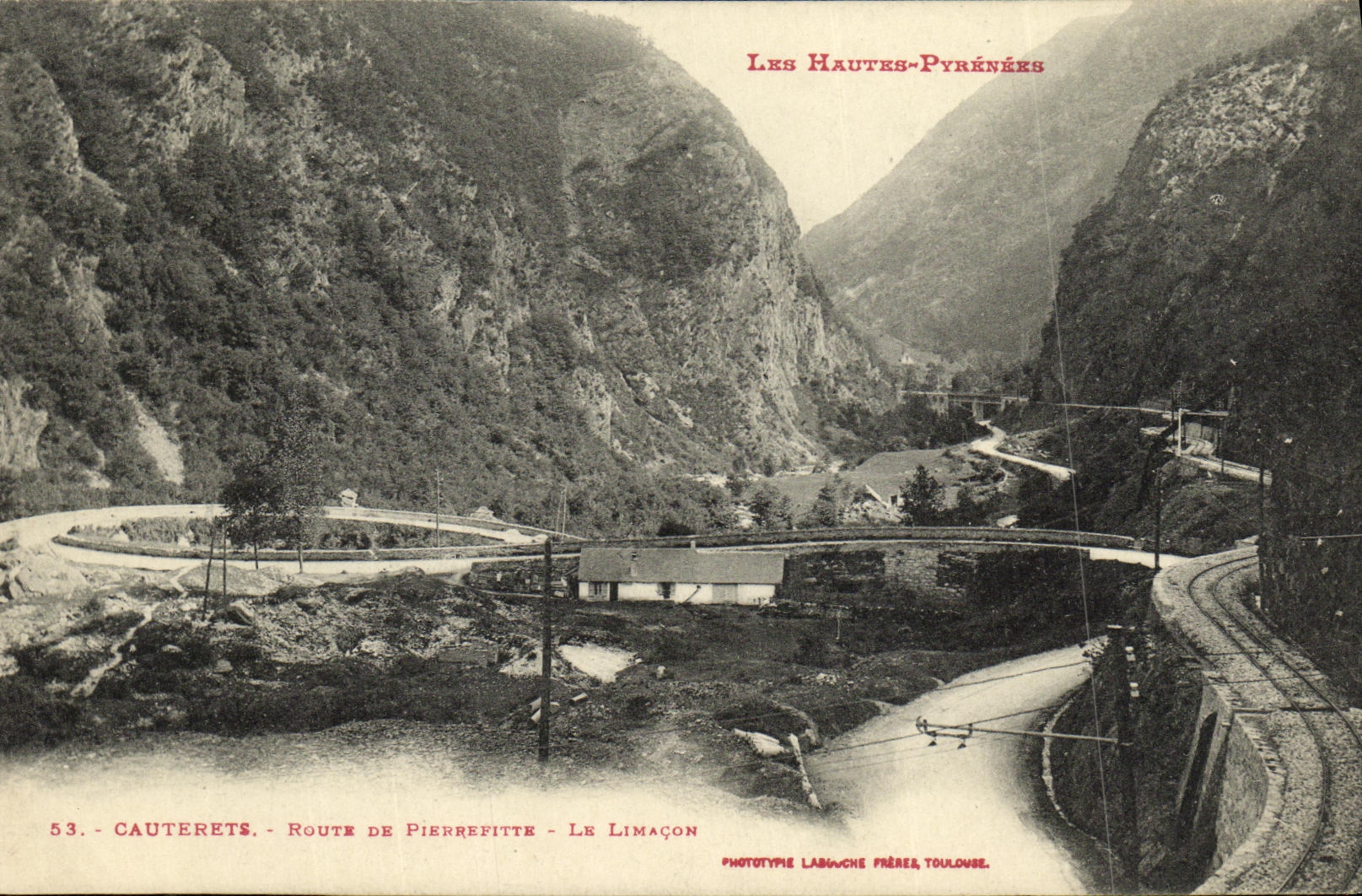 VINTAGE POSTCARD Cauterets Road of Pierefitte the snail
