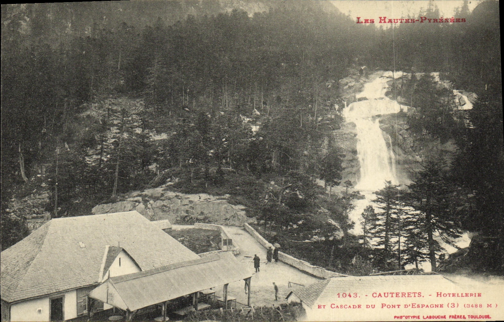 VINTAGE POSTCARD Cauterets Hotel trade and cascades of the bridge D Spain
