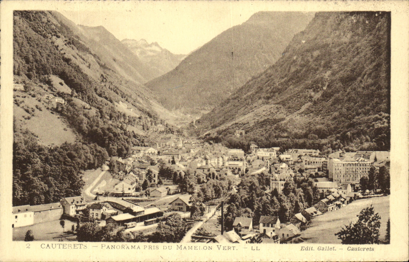 VINTAGE POSTCARD Cauterets Panorama taken of the Green Nipple