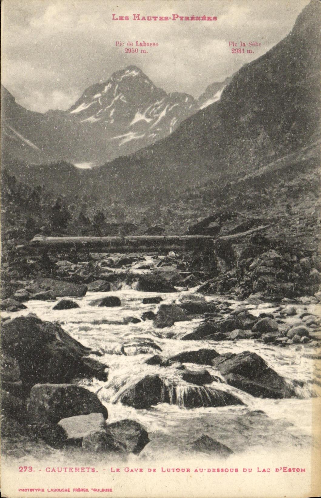 VINTAGE POSTCARD Cauterets Gave De Lutour With the Lower part Of the Lake D Estom