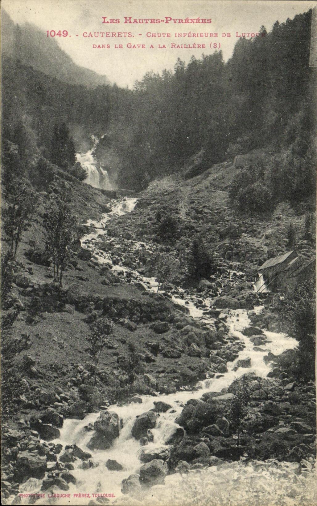 VINTAGE POSTCARD Cauterets Falls lower of Lutour in Gave than Raillere